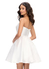 Back - White ASHLEYlauren 4783 Mikado cocktail dress featuring a sweetheart neckline, an elegant A-line skirt, and an oversized bow accent for a show-stopping and sophisticated look.