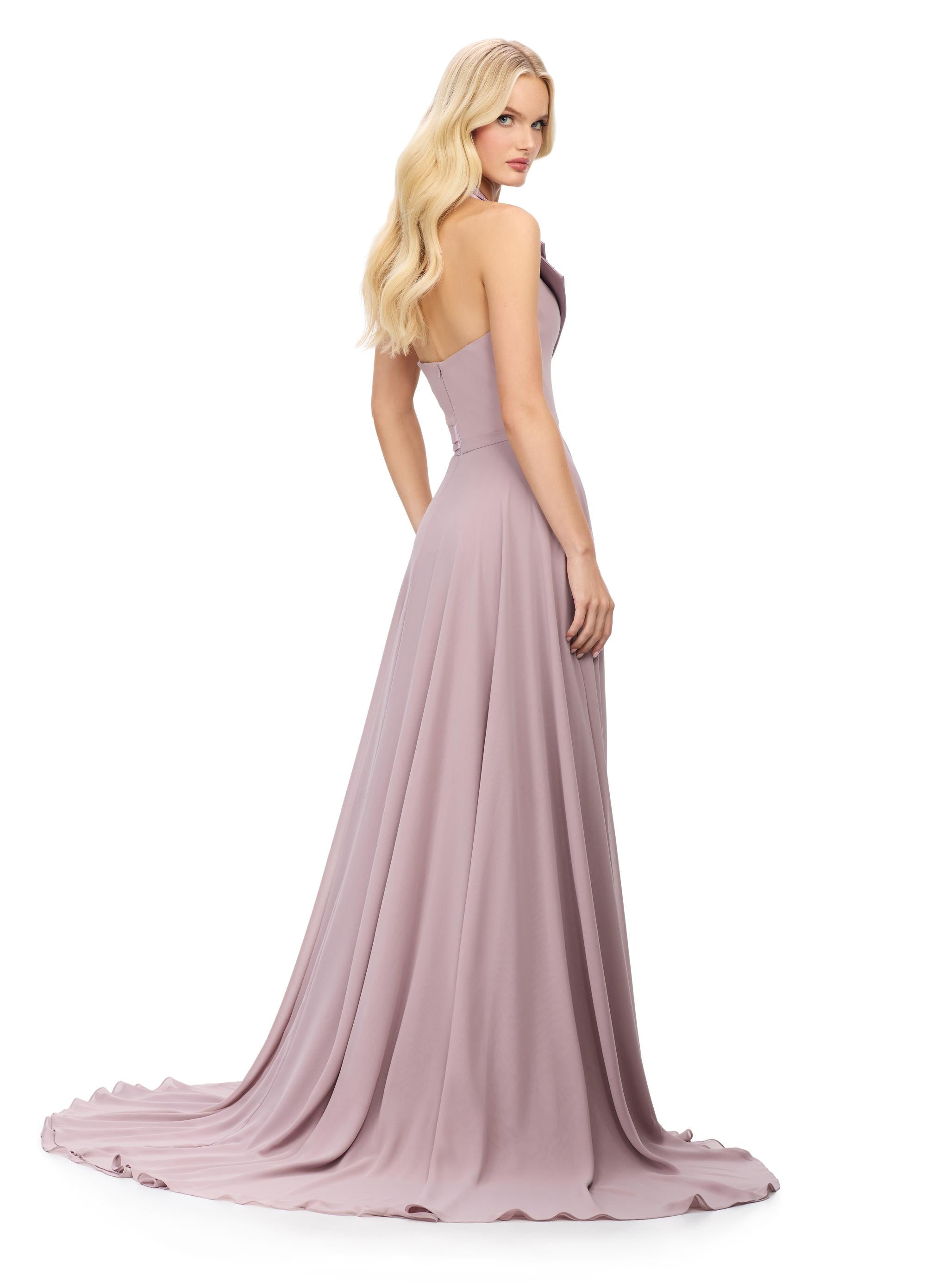Ashley Lauren バルーン袖Vネックフレアーロングドレス レッド ASHLEYlauren 11850 – Embroidered Corset Gown with Jersey