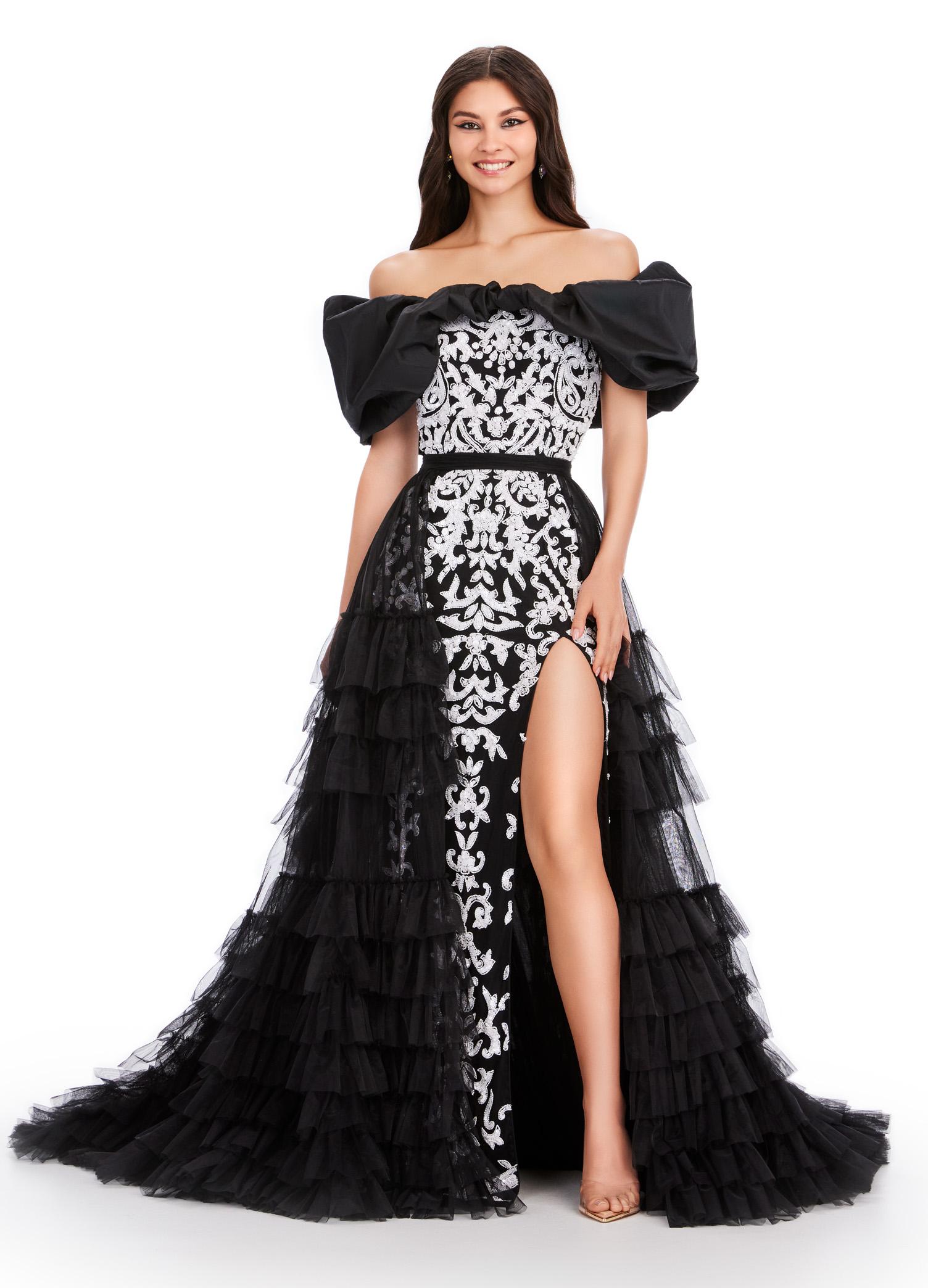 ASHLEYlauren 11602 Tiered Tulle Overskirt with Voluminous Layers, Perfect for Adding Drama to Any Gown, Jumpsuit, or Cocktail Look