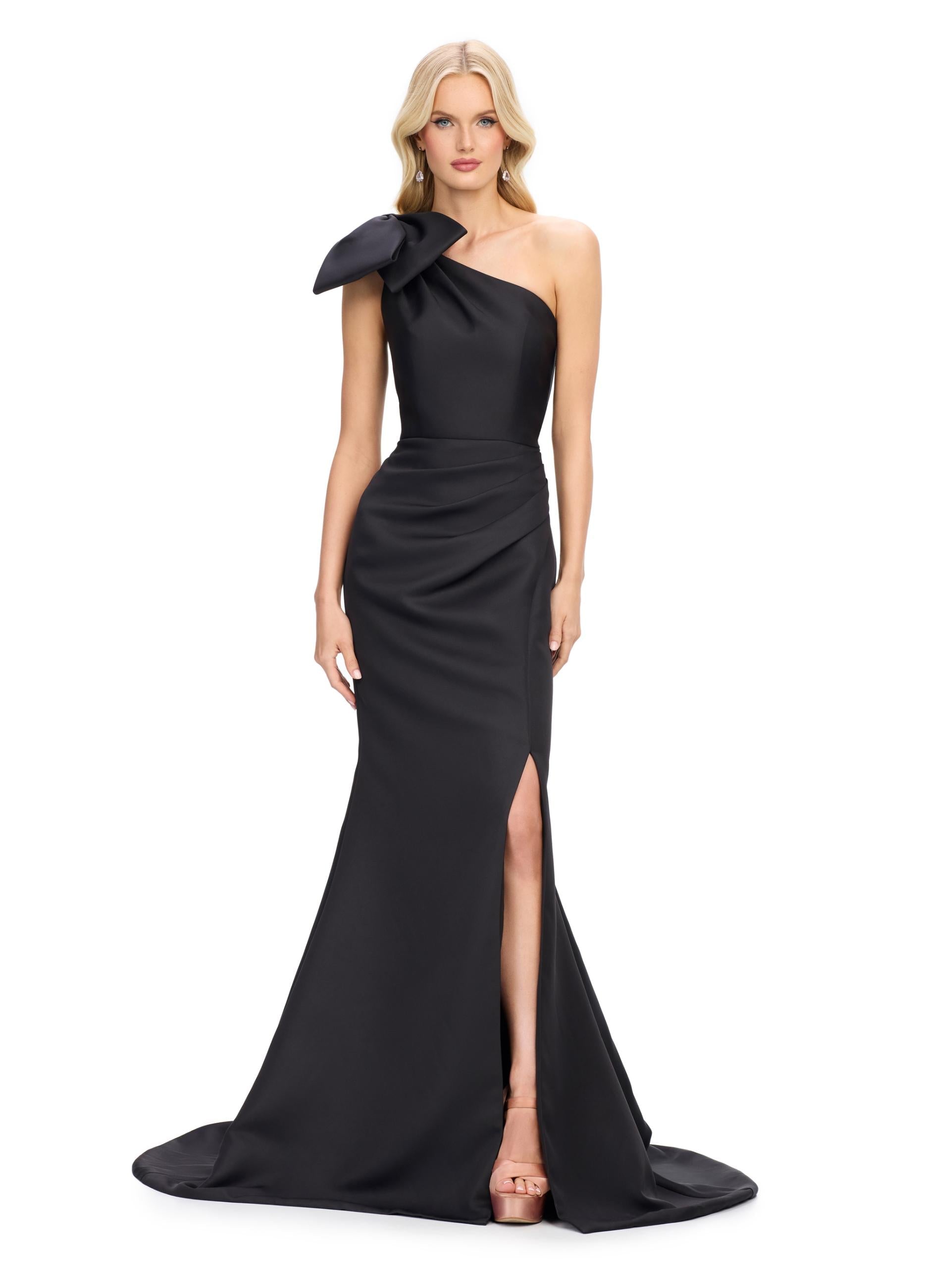 black formal one shoulder dress Formal Evening Dresses for Weddings Plus Size One Shoulder Floor Length main image 0