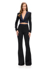 Black ASHLEYlauren 11761 Two-Piece Scuba Jumpsuit with Deep V-Neckline and Press-On Stone Accents