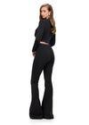 Back - Black ASHLEYlauren 11761 Two-Piece Scuba Jumpsuit with Deep V-Neckline and Press-On Stone Accents