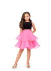 Black/Pink ASHLEYlauren Kids 8216 Velvet and Organza Cocktail Dress with Beaded Waistband