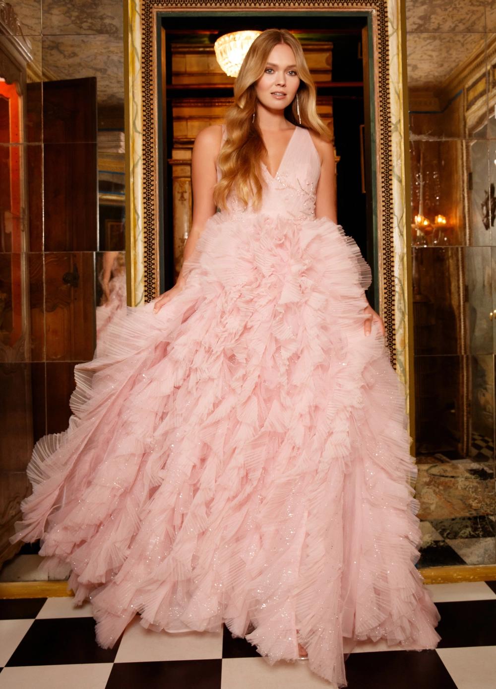 ASHLEYlauren 11233 V Neck Beaded Tulle Ball Gown ASHLEYlauren 11233 V Neck Beaded Tulle Ball Gown