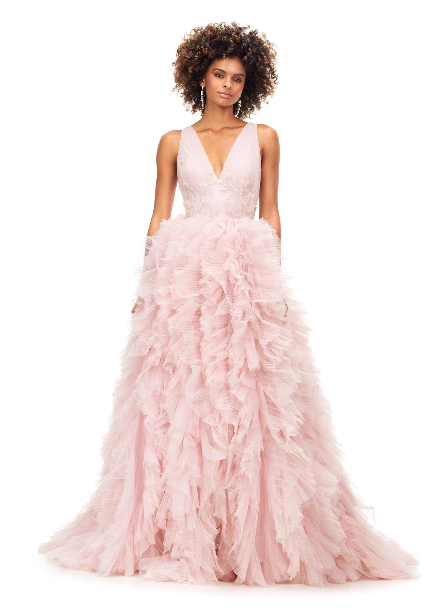 ASHLEYlauren 11233 V Neck Beaded Tulle Ball Gown ASHLEYlauren 11233 V Neck Beaded Tulle Ball Gown