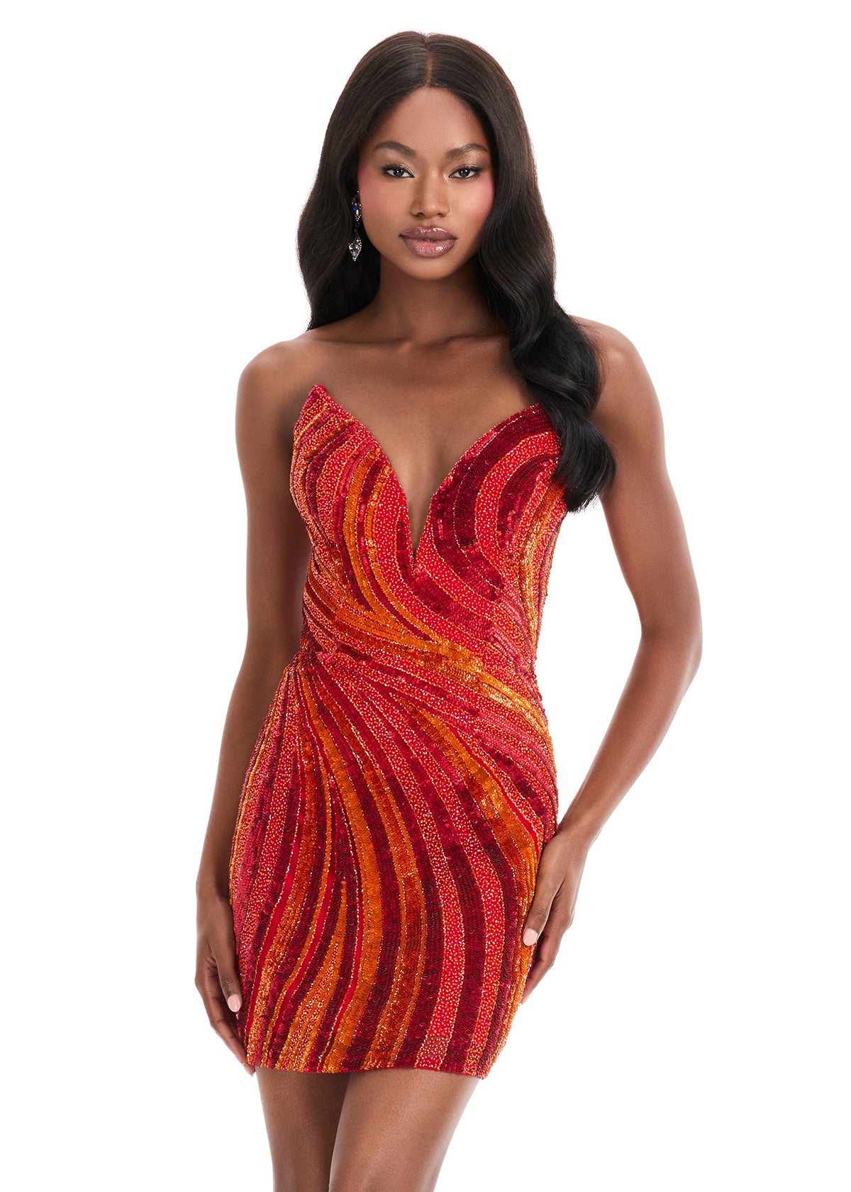 ASHLEYlauren 4932 – Strapless Fully Beaded Sweetheart Mini Dress