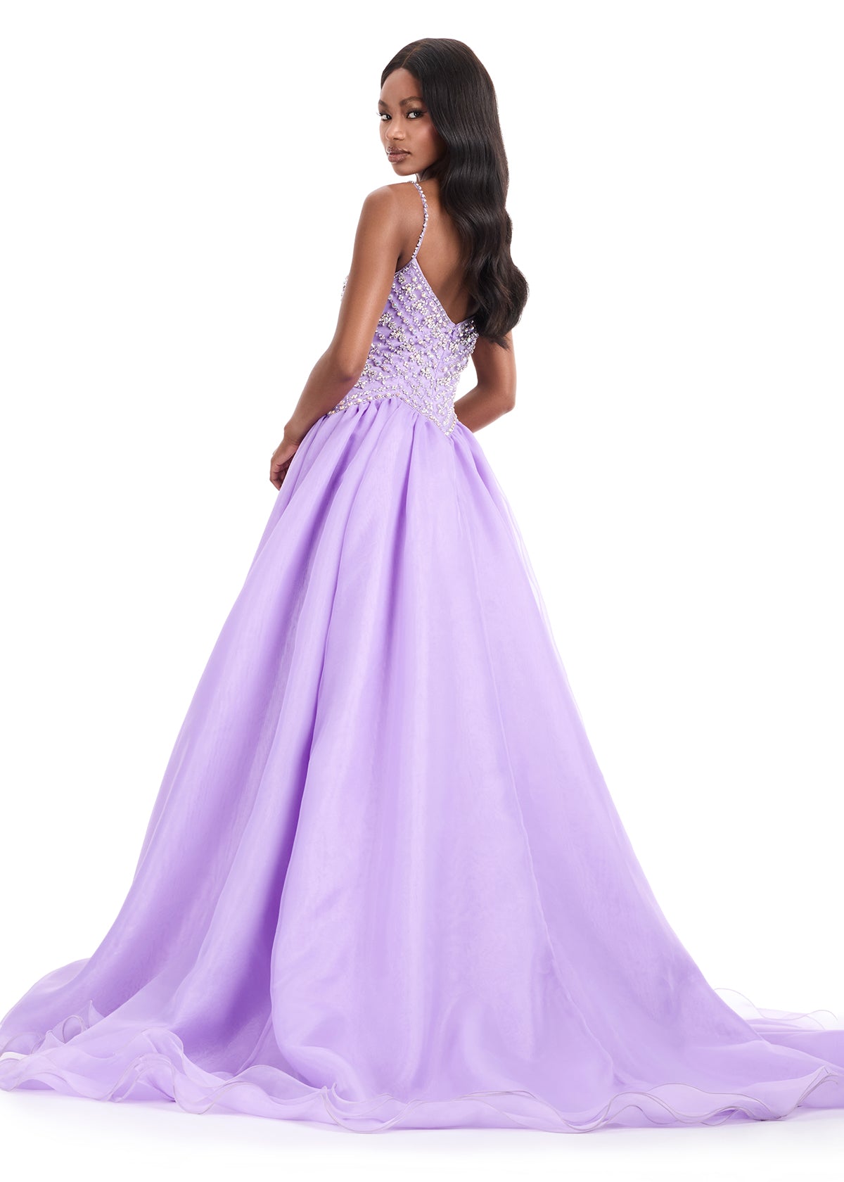 ASHLEYlauren 12047 – Beaded Bodice Organza Ball Gown for Formal Events