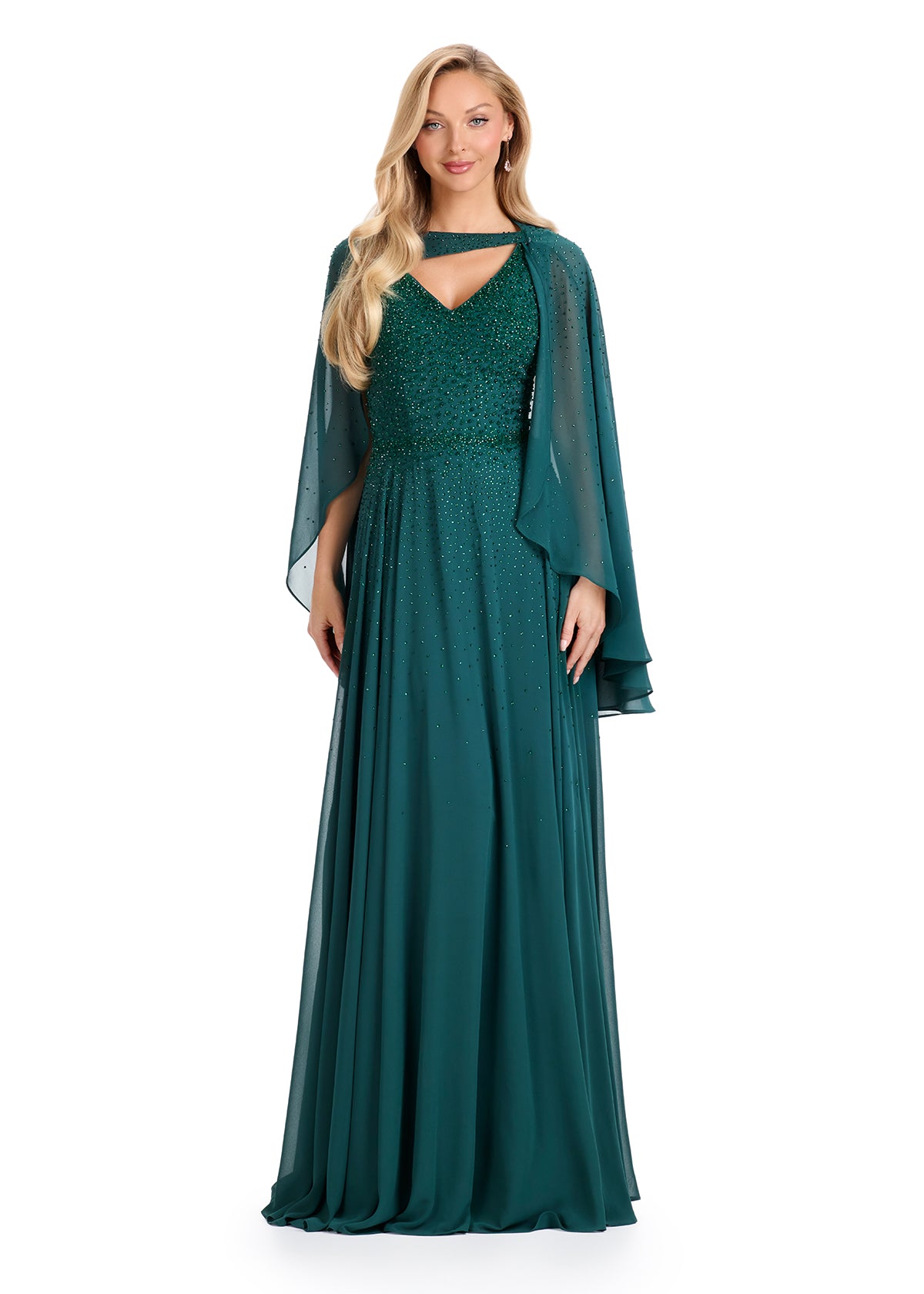 ASHLEYlauren E12092 Chiffon Gown with Beaded Bodice ASHLEYlauren E12092 Chiffon Gown with Beaded Bodice