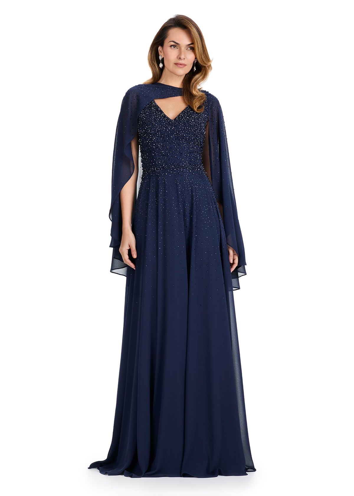 ASHLEYlauren E12092 Chiffon Gown with Beaded Bodice ASHLEYlauren E12092 Chiffon Gown with Beaded Bodice