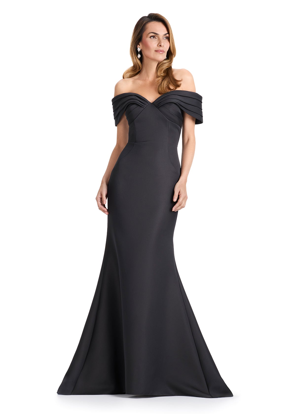 ASHLEYlauren E12097 Off-Shoulder Satin Evening Gown ASHLEYlauren E12097 Off-Shoulder Satin Evening Gown