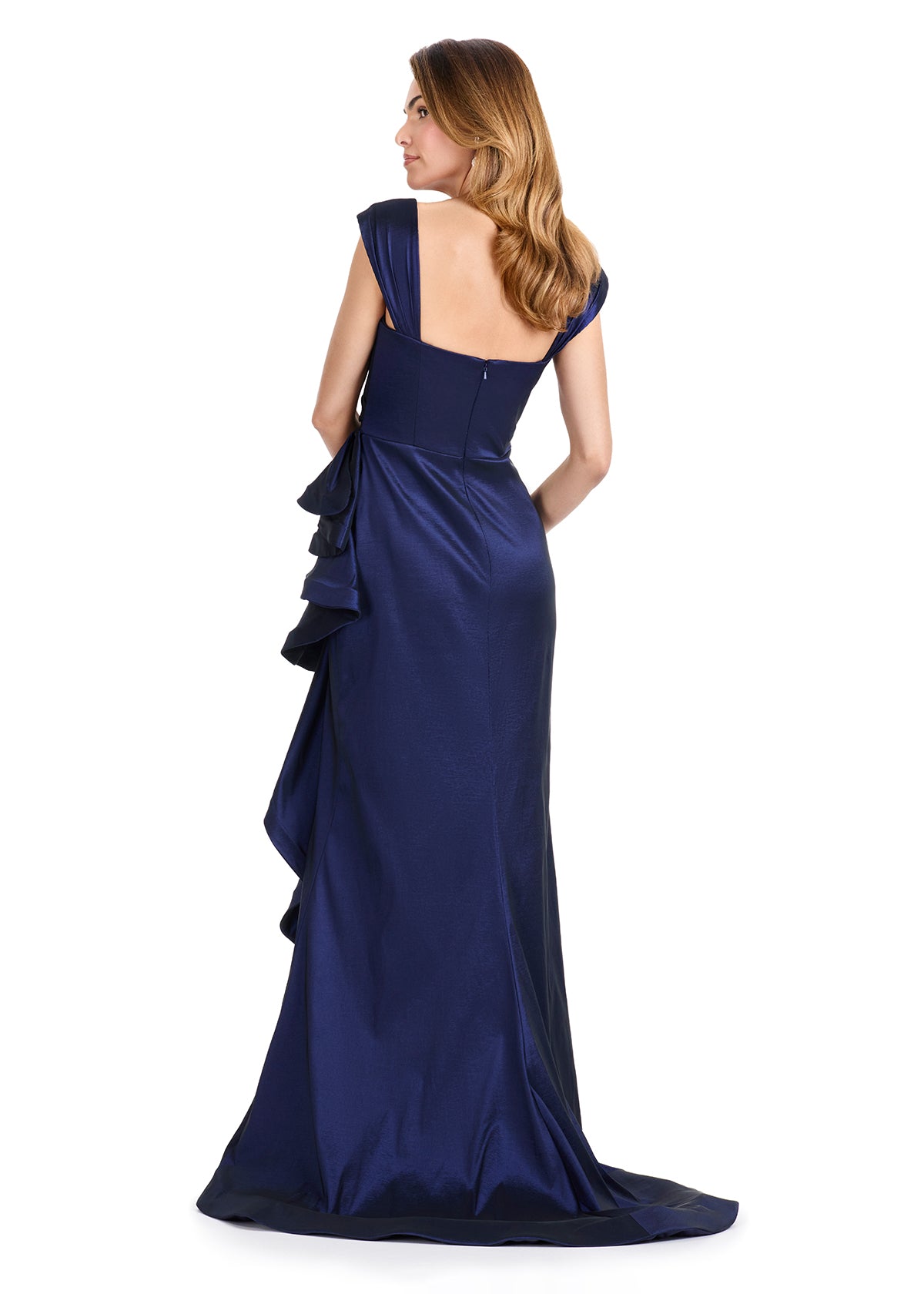 ASHLEYlauren E12104 Taffeta Mermaid Gown with Side Ruffle