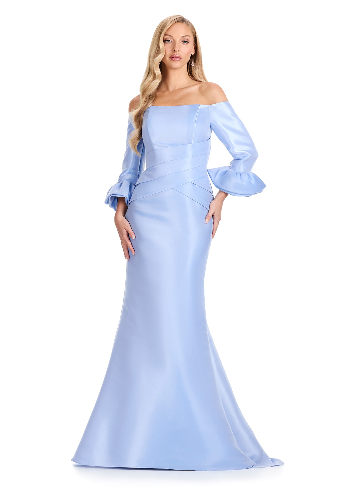 ASHLEYlauren E12107 Off-Shoulder Satin Mermaid Gown