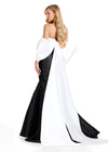 ASHLEYlauren E12108 | Black-Ivory strapless Mikado mermaid gown with oversized bow, sculpted bodice, and elegant sweeping train.