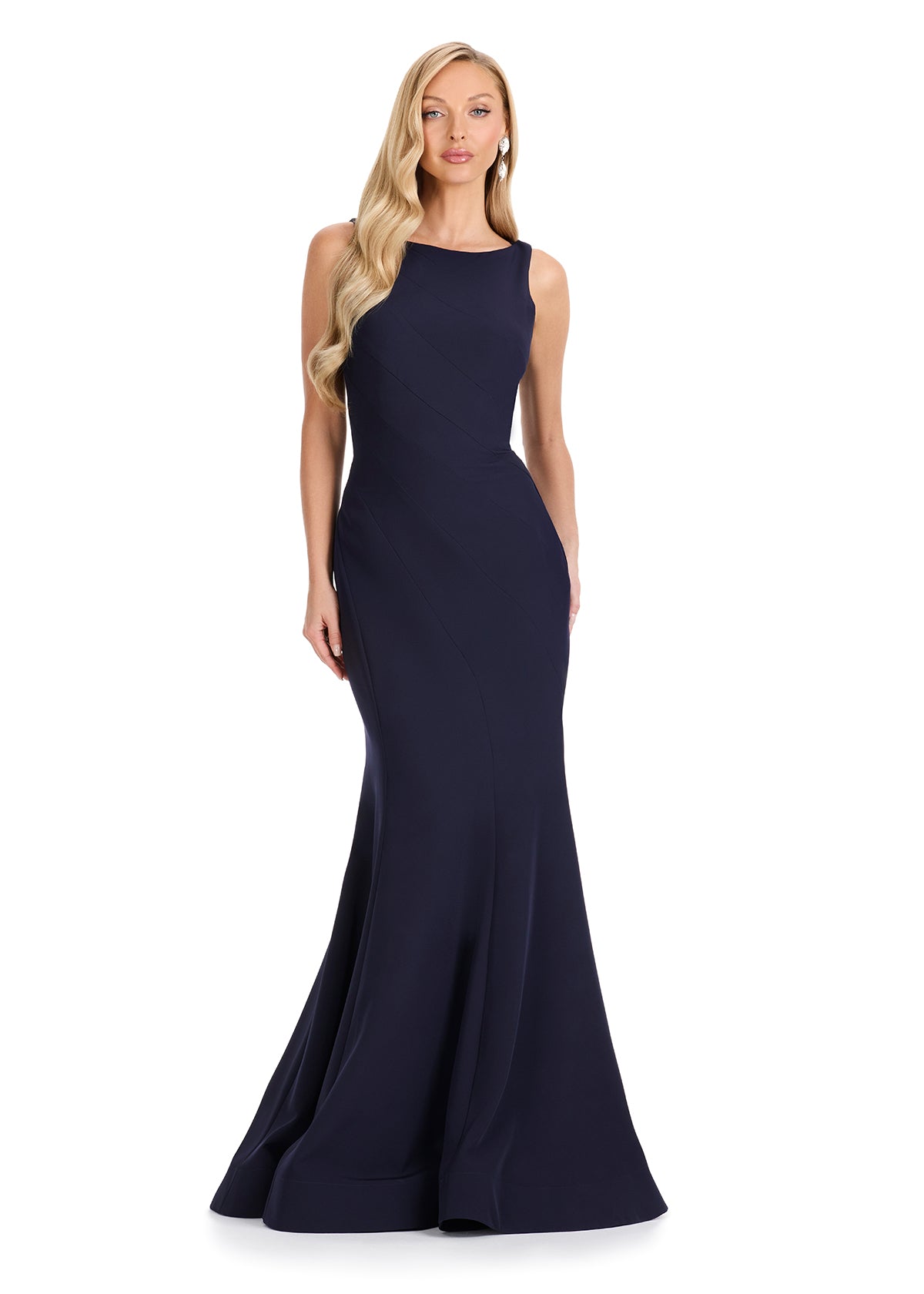 isabelle crepe mermaid dress ASHLEYlauren E12121 Sleek Crepe Mermaid Evening Gown