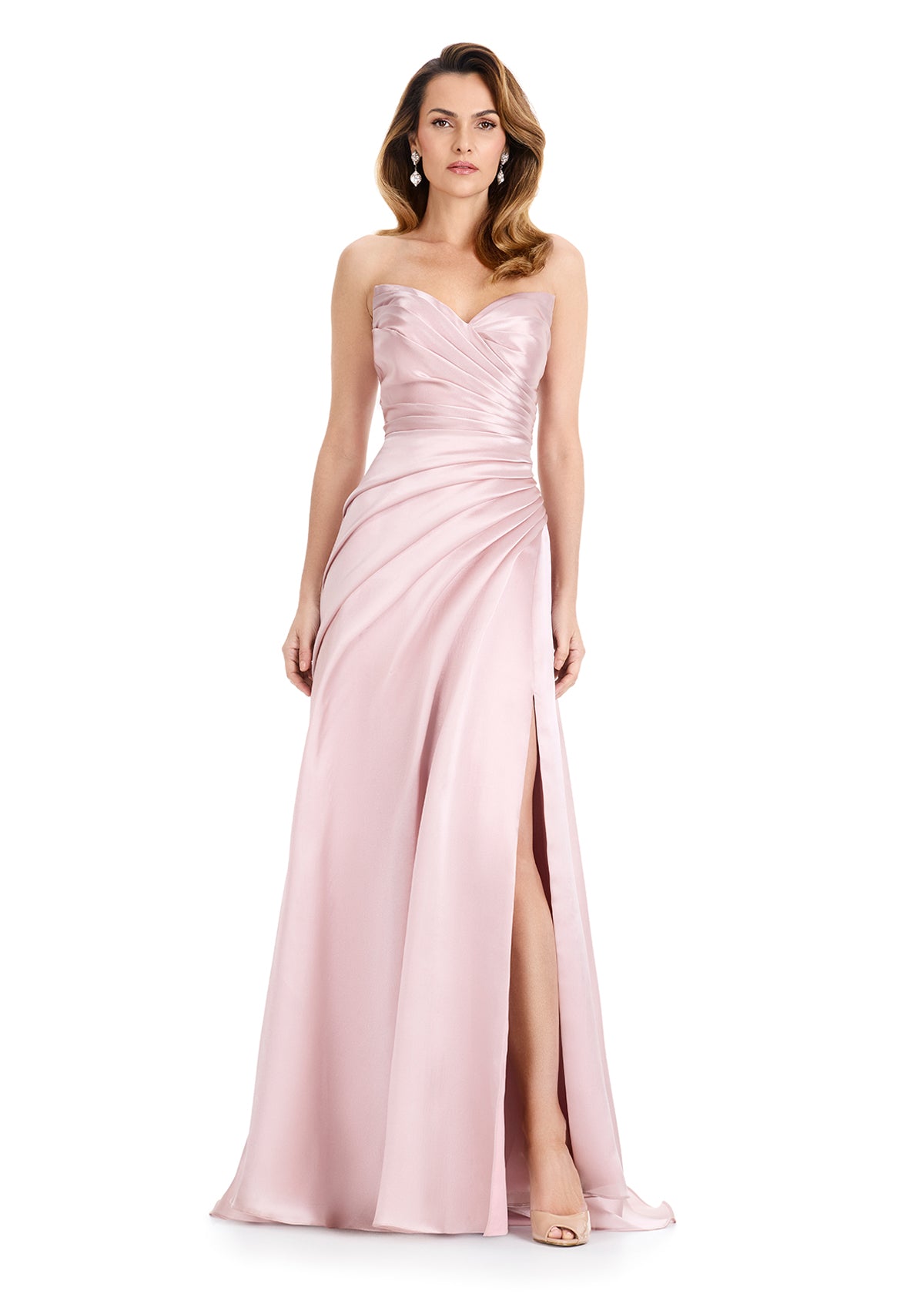 ASHLEYlauren E12126 Satin Organza Sweetheart A-Line Gown