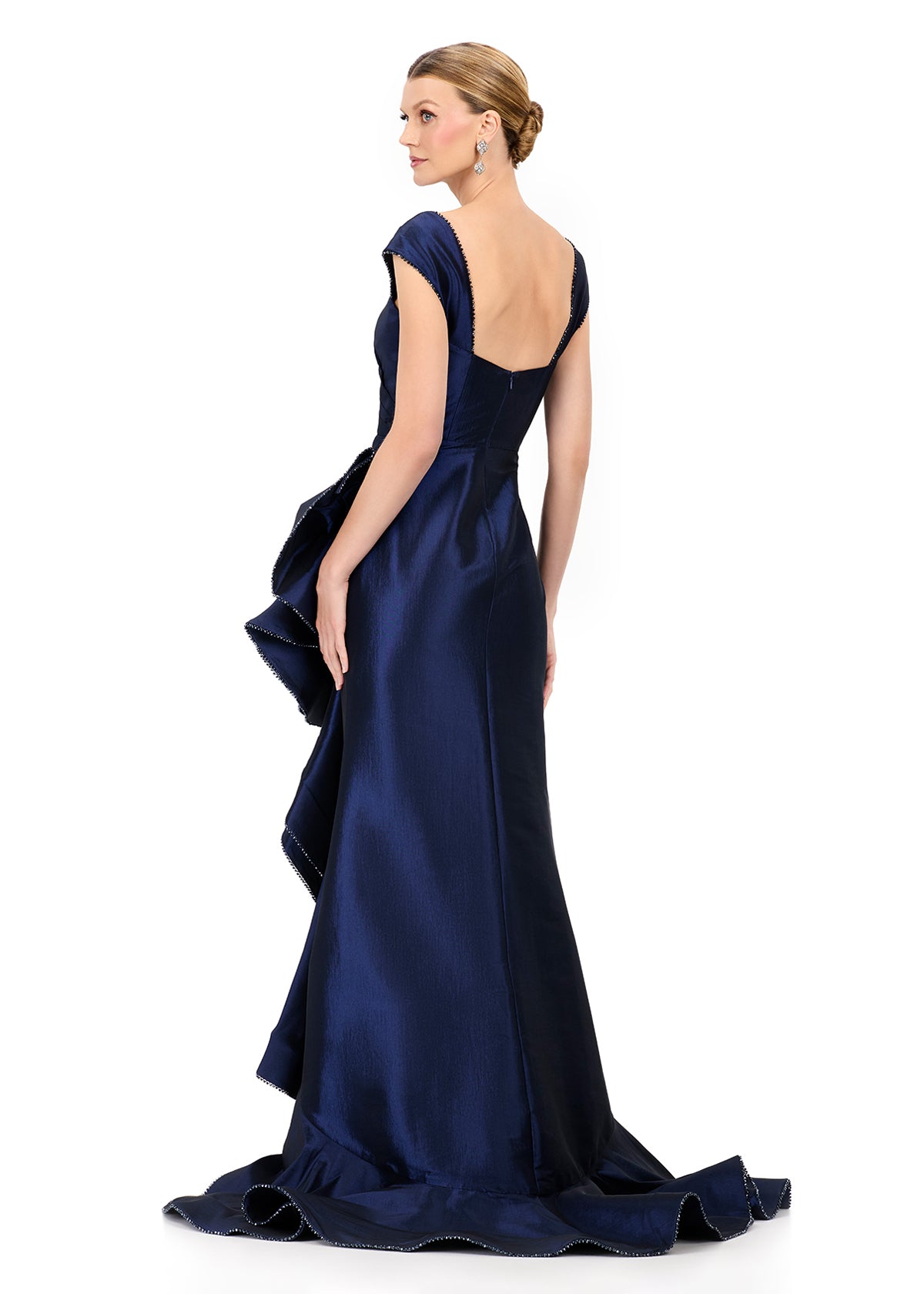 ASHLEYlauren E12321  Taffeta Square-Neck Ruffle Mermaid Gown