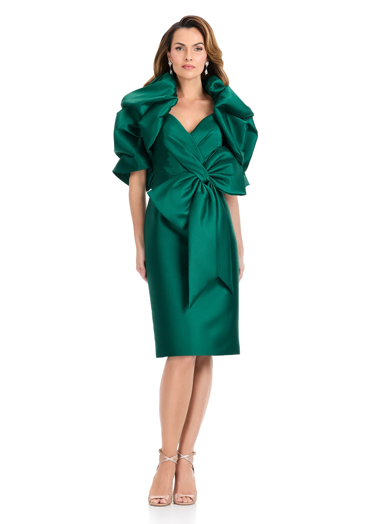 cocktail dresses with sleeves size 16 Tadashi Shoji Idly Embroidered Illusion Dress