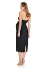 ASHLEYlauren E4921 Dress | Black Mikado strapless midi dress with a fitted silhouette, back slit, and oversized bow at the waist for modern, red-carpet chic. Back