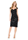 ASHLEYlauren E4935 Dress | Black fully beaded cocktail dress with swirl pattern, sweetheart neckline, and cap sleeves. Fitted silhouette with sparkling beadwork for elegant shimmer and refined sophistication.