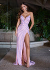 Editorial Lilac/Pink ASHLEYlauren 11236 strapless gown featuring a sweetheart neckline, modern floral sequin motif cascading down the bustier and skirt, and a left leg slit for a glamorous and head-turning look.