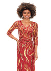 Front. Light Amber ASHLEYlauren 11205 Sophisticated Fitted Gown with V-Neckline, Fully Sequin Beaded Design, Three Quarter Sleeves, High Back, and Sweep Train
