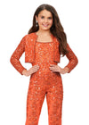 Front - Orange ASHLEYlauren 8232 Fully Beaded Two-Piece Jumpsuit with Spaghetti Straps and Jacket
