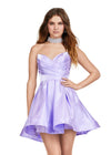 Front - Orchid ASHLEYlauren 4644 strapless satin cocktail dress featuring a sweetheart neckline, A-line skirt, and a fully beaded choker for an elegant and sophisticated look.