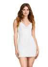Front - Ivory ASHLEYlauren 4580 fully beaded cocktail dress featuring delicate spaghetti straps, a cowl neckline, and a fitted skirt for a sleek and glamorous look.