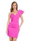 Pink ASHLEYlauren 4810 One-Shoulder Crepe Cocktail Dress with Elegant Design and Fitted Silhouette