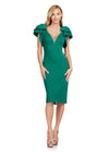 Green ASHLEYlauren 4656 – A chic scuba cocktail dress featuring a deep illusion V-neckline, oversized bow details, and a fitted skirt for a flattering and stylish look. Perfect for any special occasion.