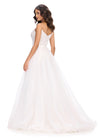 Back - Elevate your look with this stunning layered organza overskirt featuring a structured wire hem and a sweeping train. The perfect statement piece to add flair to any dress, romper, bodysuit, or jumpsuit.