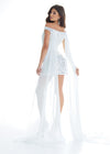 Ivory ASHLEYlauren 1869 Two-Piece Chiffon Fly Away Cape for Evening Gowns, Jumpsuits, and Rompers