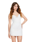 Ivory ASHLEYlauren 4580 fully beaded cocktail dress featuring delicate spaghetti straps, a cowl neckline, and a fitted skirt for a sleek and glamorous look.