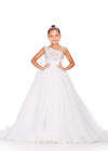 Ivory ASHLEYlauren Kids 8212 One Shoulder Organza Ball Gown with Beaded Bodice and Cape