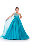 Jade ASHLEYlauren Kids 8212 One Shoulder Organza Ball Gown with Beaded Bodice and Cape
