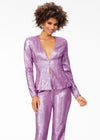 Lilac ASHLEYlauren 11223 – A stunning two-piece suit featuring a plunging sequin V-neckline blazer paired with fit & flare style pants. Perfect for making a bold, fashion-forward statement at your next event.