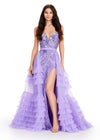 Lilac ASHLEYlauren 11602 Tiered Tulle Overskirt with Voluminous Layers, Perfect for Adding Drama to Any Gown, Jumpsuit, or Cocktail Look