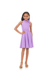 Lilac ASHLEYlauren Kids 8165 Scuba Cocktail Dress with Halter Neckline and Bow Detail