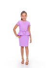 Lilac ASHLEYlauren Kids 8205 Fitted Scuba Cocktail Dress with Peplum Detail and Bow