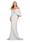 Marble ASHLEYlauren 11424 Elegant Strapless Evening Gown in Double Faced Satin with Detachable Halter Style Off Shoulder Overlay