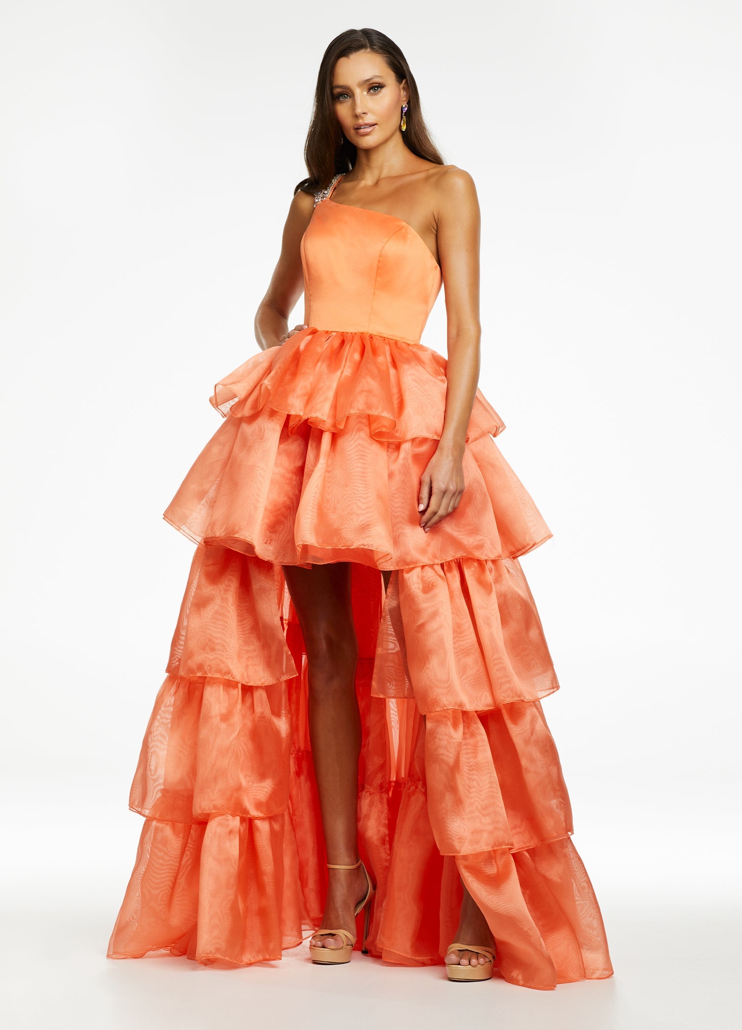 simple pink dress Simple pink off shoulder satin long prom dress, pink evening dress – toptby main image 1