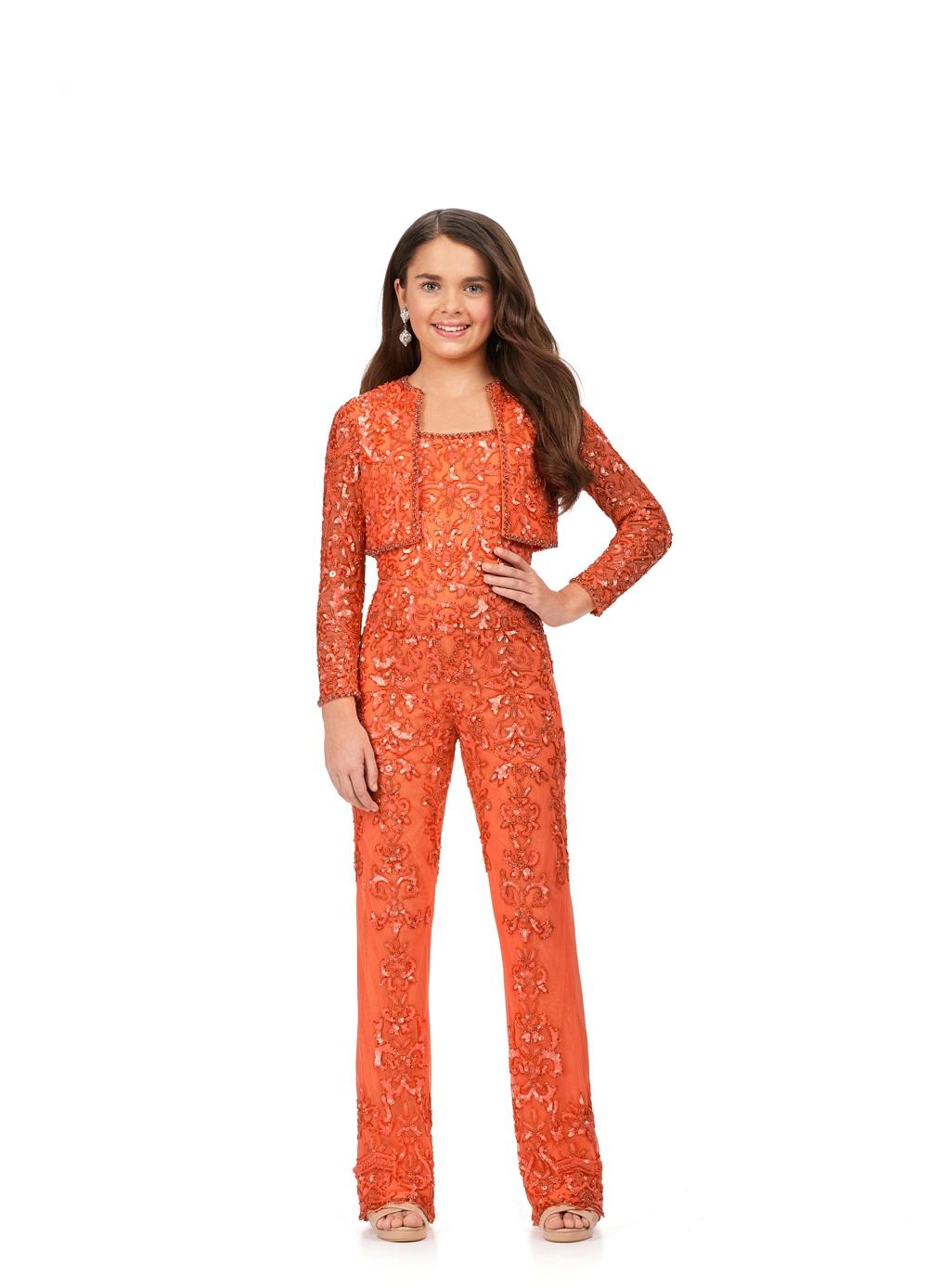 ASHLEYlauren 8232 Kids Beaded Two Piece Jumpsuit