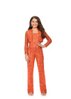 Orange ASHLEYlauren 8232 Fully Beaded Two-Piece Jumpsuit with Spaghetti Straps and Jacket