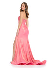 ASHLEYlauren 11832 - Pink Metallic Strapless Evening gown - Ruched Dress With Slit - Ashley Lauren Dress - Editorial - Back View
