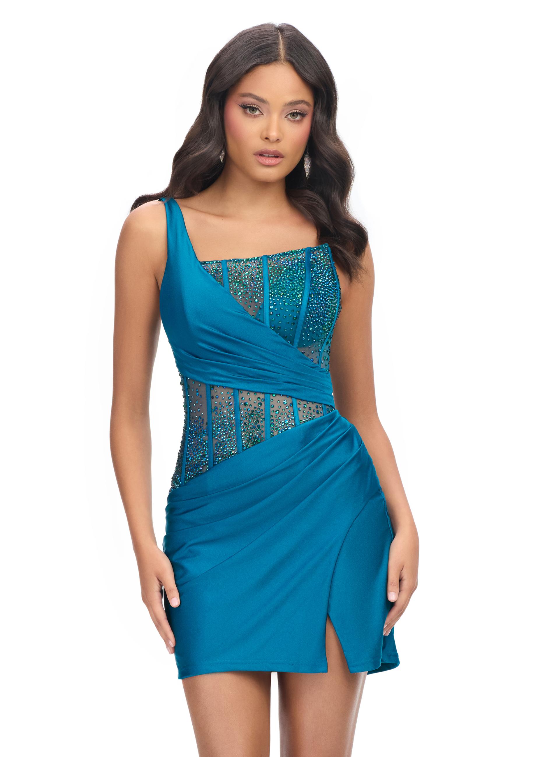 ASHLEYlauren 4691 One Shoulder Beaded Cocktail Dress ASHLEYlauren 4691 One Shoulder Beaded Cocktail Dress