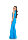 Peacock ASHLEYlauren 8313 Scuba Jumpsuit with High Neckline, Illusion Cut-Out, and Sleek Tailored Fit. Back View