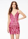 ASHLEYlauren 4521 stretch sequin cocktail dress featuring a V-neckline, V-back, and a fitted skirt for a sleek and glamorous look.
