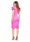 Back - Pink ASHLEYlauren 4656 – A chic scuba cocktail dress featuring a deep illusion V-neckline, oversized bow details, and a fitted skirt for a flattering and stylish look. Perfect for any special occasion.