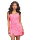 Pink ASHLEYlauren 4713 Strapless Lace Applique Cocktail Dress with Corset Bustier and Wrap Skirt