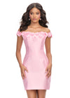 Pink ASHLEYlauren 4783 Mikado cocktail dress featuring a sweetheart neckline, an elegant A-line skirt, and an oversized bow accent for a show-stopping and sophisticated look.